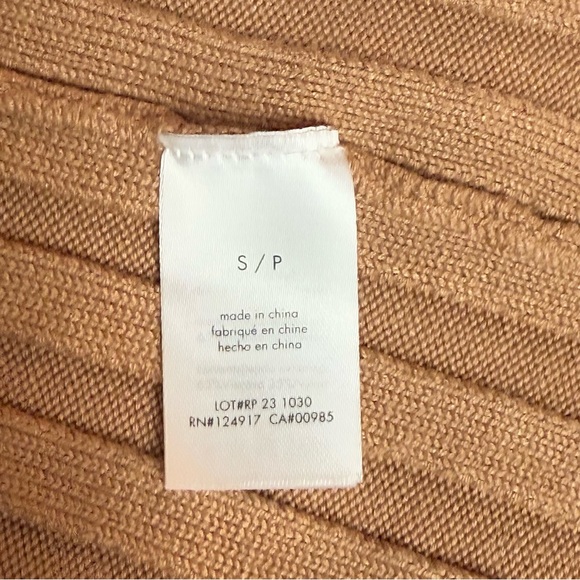 Rachel Parcell Wide Rib Midi Sweater Dress Flounce Sleeve Fitted Camel Sz S - Picture 10 of 12